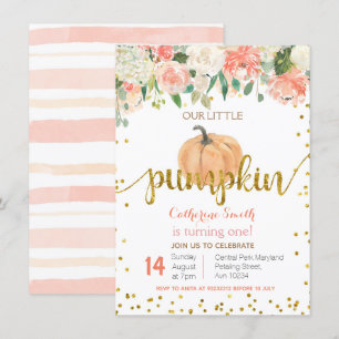 Floral Pink Gold Pumpkin 1 oktober Kaart