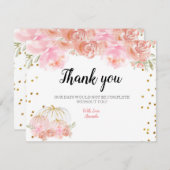 Floral Pink Gold Pumpkin Bedankkaart (Voorkant / Achterkant)