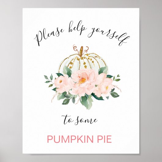 Floral Pink Gold Pumpkin Birthday Poster (Voorkant)