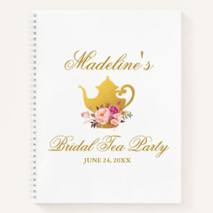 Floral Pink Gold Vrijgezellenfeest Tea Party Gift  Notitieboek
