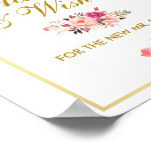 Floral Pink Gold Wedding Advice and Wishes Poster (Hoek)