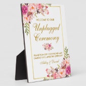 Floral Pink Gold Wedding Ceremonie zonder stopcont Fotoplaat (Zijkant)