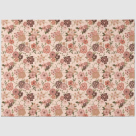 Floral Pink Green Flowers Pattern Tissuepapier