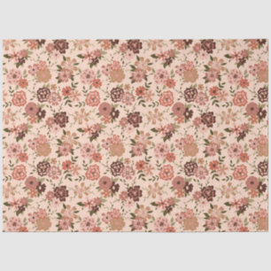 Floral Pink Green Flowers Pattern Tissuepapier