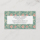 Floral Pink & Green Generic Sjabloon Visitekaartje (Achterkant)