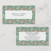 Floral Pink & Green Generic Sjabloon Visitekaartje (Voorkant / Achterkant)