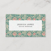 Floral Pink & Green Generic Sjabloon Visitekaartje (Voorkant)