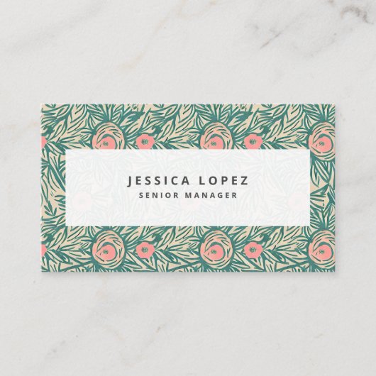 Floral Pink & Green Generic Sjabloon Visitekaartje (Voorkant)
