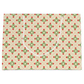 Floral Pink & Green Quilt Folk Art Pattern Groot Cadeauzakje (Voorkant)