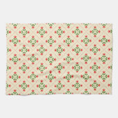 Floral Pink & Green Quilt Folk Art Pattern Theedoek (Horizontaal)