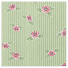  Floral Pink Green Striped Stof