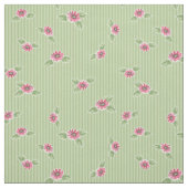 Floral Pink Green Striped Stof (Swatch)