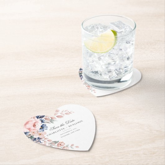 Floral Pink Greenery Script Save the Date Wedding Kartonnen Onderzetters (Insitu)