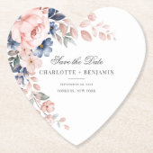 Floral Pink Greenery Script Save the Date Wedding Kartonnen Onderzetters (Voorkant)