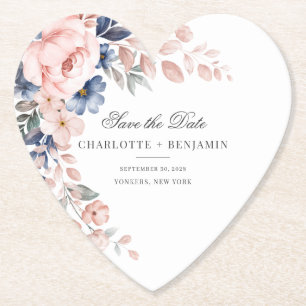 Floral Pink Greenery Script Save the Date Wedding Kartonnen Onderzetters