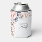 Floral Pink Greenery Waterverf Script Baby shower Blikjeskoeler (Blikje Achterkant)