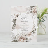 Floral Pink Grey Botanical Elegant Rehearsal Dinne Kaart (Staand voorkant)