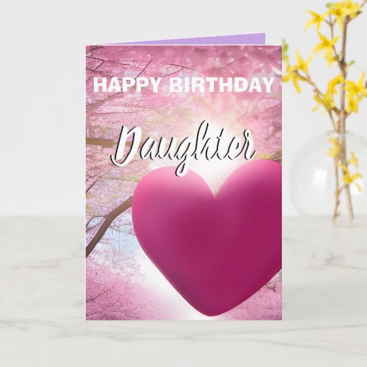 Floral Pink Happy Birthday Daughter Kaart (Gele Bloem)