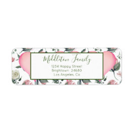 Floral Pink Heart Modern Personal Etiket