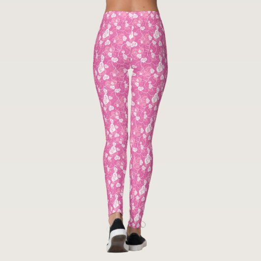 Floral Pink Heart Pattern Leggings (Achterkant)