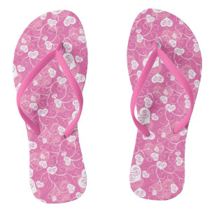 Floral Pink Heart Pattern Teenslippers