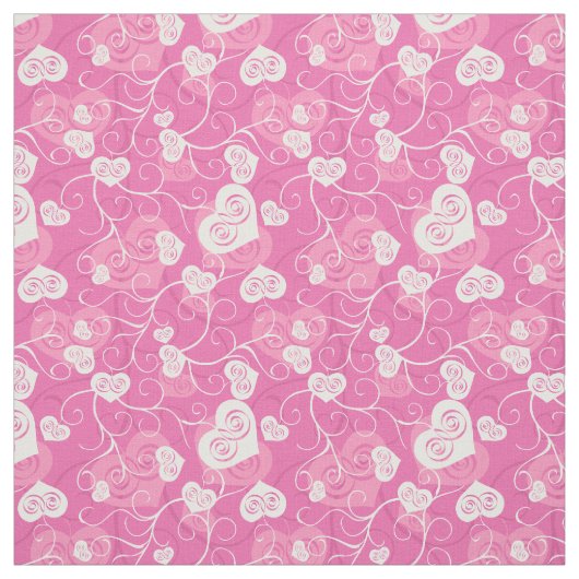 Floral Pink Heart Valentijns Pattern Stof (Swatch)