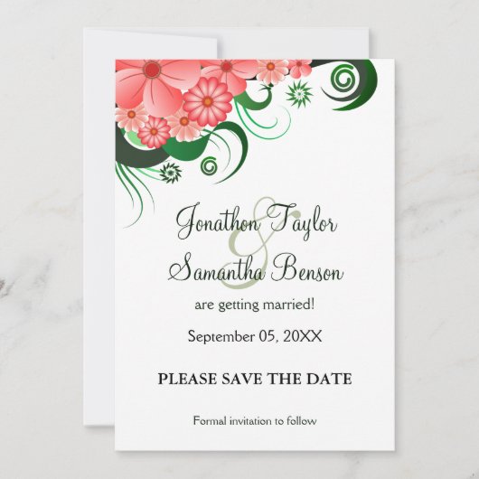 Floral Pink Hibiscus Bewaar de datum aankondiginge Save The Date (Voorkant)