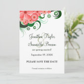 Floral Pink Hibiscus Bewaar de datum aankondiginge Save The Date (Staand voorkant)