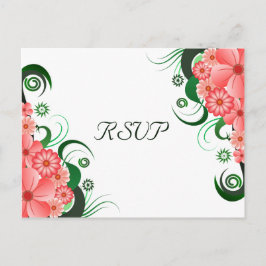 Floral Pink Hibiscus Elegant RSVP Response Kaart