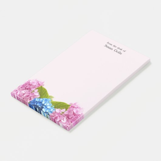 Floral Pink Hydrangea Home Kantoor Post-it® Notes (Schuin)