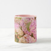 Floral Pink Hydrangea Monogram Name Script Mok (Midden)