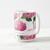 Floral Pink Hydrangea with Custom Name Koffiemok (Voorkant rechts)