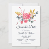 Floral Pink Hydrangeas Bouquet Save the Date (Voorkant)