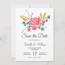 Floral Pink Hydrangeas Bouquet Save the Date