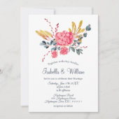 Floral Pink Hydrangeas Bouquet Wedding Invitation Kaart (Voorkant)