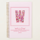Floral Pink Initial Name Letter W Planner (Voorkant)