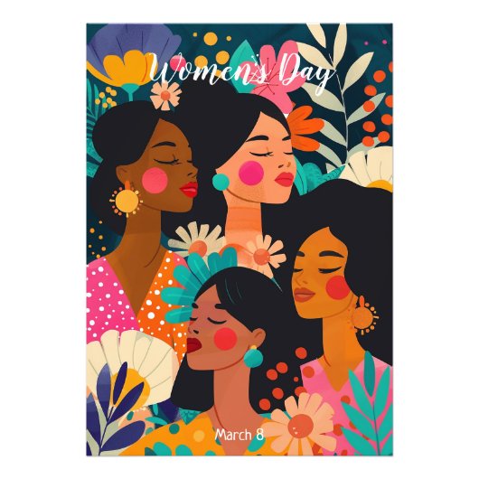 Floral Pink Internationale Vrouwendag Foto Afdruk (Voorkant)