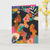 Floral Pink Internationale Vrouwendag Kaart (Gele Bloem)