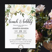 Floral Pink Ivory Brunch en Bubble Vrijgezellenfee Kaart
