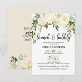 Floral Pink Ivory Brunch en Bubble Vrijgezellenfee Kaart (Voorkant / Achterkant)