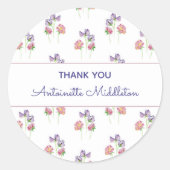  Floral Pink Lavender Custom Hartelijk dank Ronde Sticker (Voorkant)