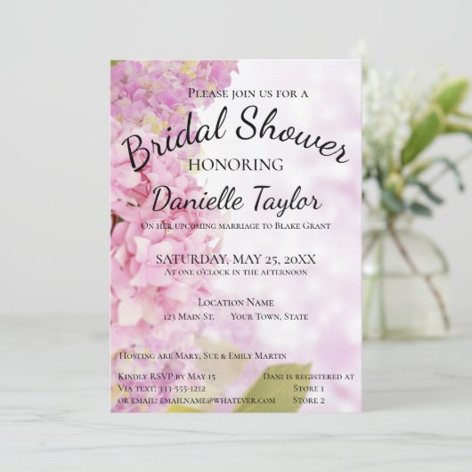 Floral Pink, Lavender Hydrangea Vrijgezellenfeest  Kaart (Staand voorkant)