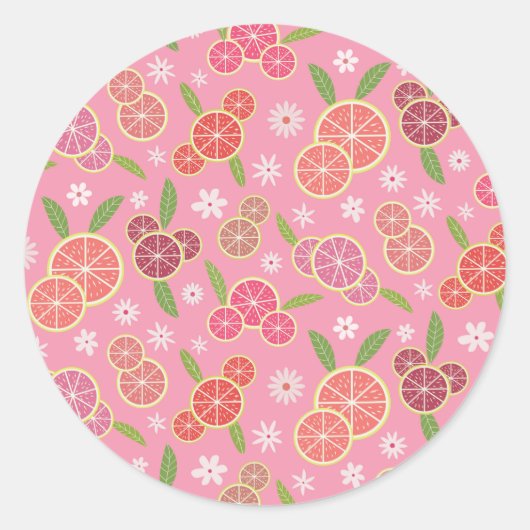 Floral Pink Lemonade Ronde Sticker (Voorkant)