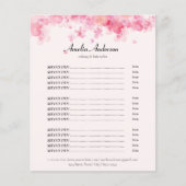 Floral Pink Make-up Hair Stylist Service Prijslijs (Voorkant)