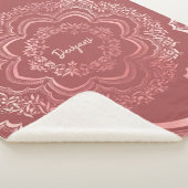 Floral Pink Mandala on a Pink Background Sherpa Deken (3/4)
