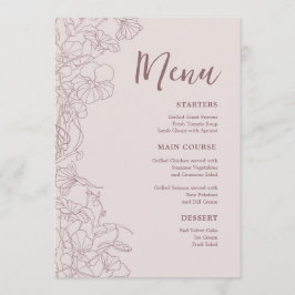 Floral Pink Mauve Diner Menu