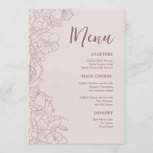 Floral Pink Mauve Diner Menu
