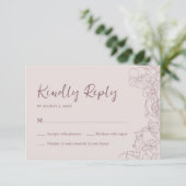 Floral Pink Mauve RSVP Kaartje (Staand voorkant)
