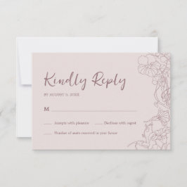 Floral Pink Mauve RSVP Kaartje
