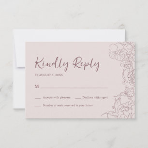 Floral Pink Mauve RSVP Kaartje